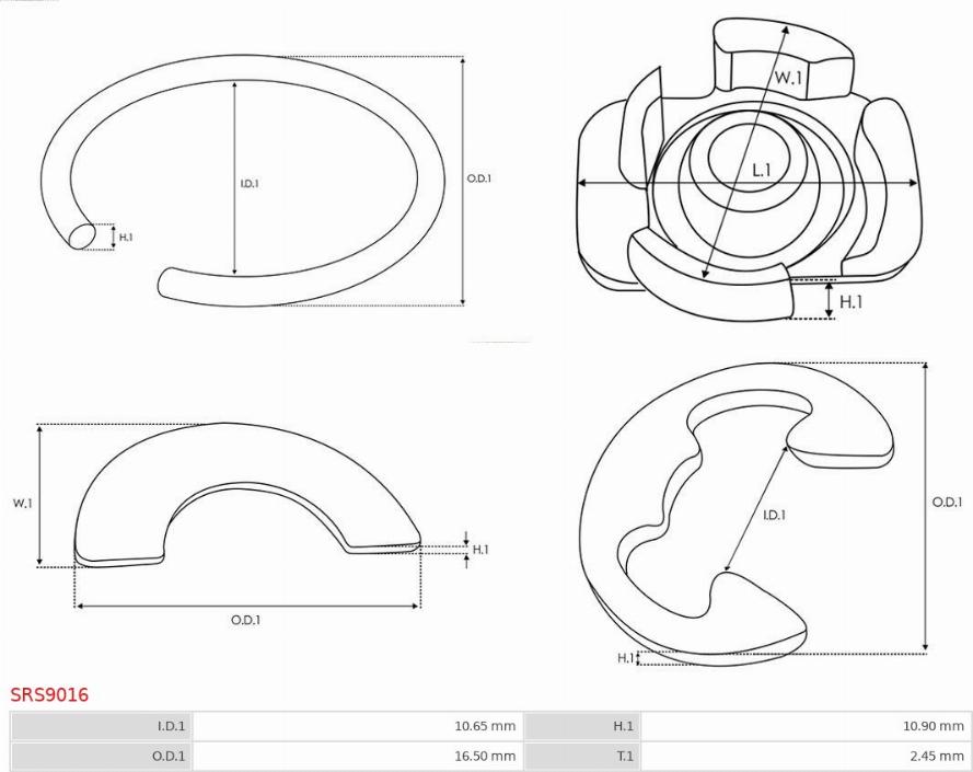 AS-PL SRS9016 - Remkomplekts, Starteris www.autospares.lv