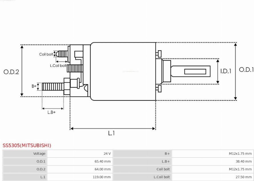 AS-PL SS5305(MITSUBISHI) - Ievilcējrelejs, Starteris www.autospares.lv