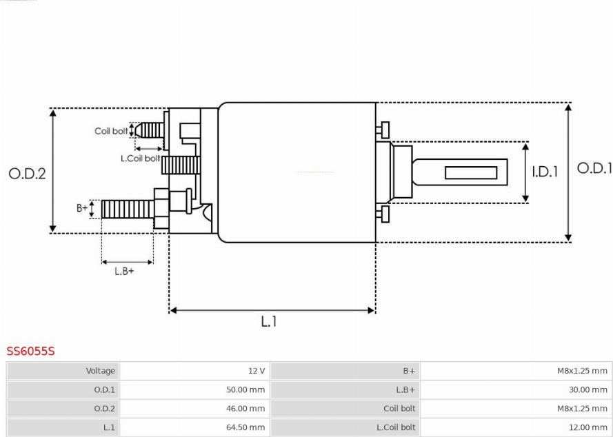 AS-PL SS6055S - Тяговое реле, соленоид, стартер www.autospares.lv