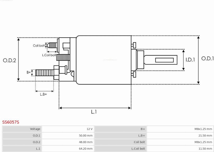 AS-PL SS6057S - Тяговое реле, соленоид, стартер www.autospares.lv