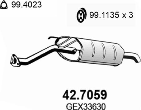 ASSO 42.7059 - Izplūdes gāzu trokšņa slāpētājs (pēdējais) www.autospares.lv