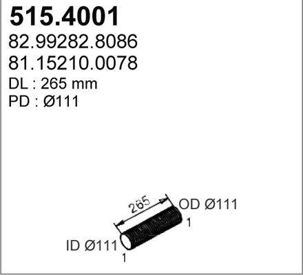 ASSO 515.4001 - Gofrēta caurule, Izplūdes gāzu sistēma www.autospares.lv