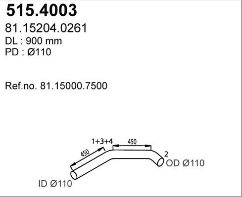 ASSO 515.4003 - Gofrēta caurule, Izplūdes gāzu sistēma www.autospares.lv