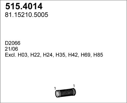 ASSO 515.4014 - Gofrēta caurule, Izplūdes gāzu sistēma www.autospares.lv