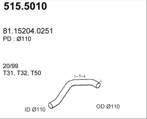 ASSO 515.5010 - Izplūdes caurule www.autospares.lv