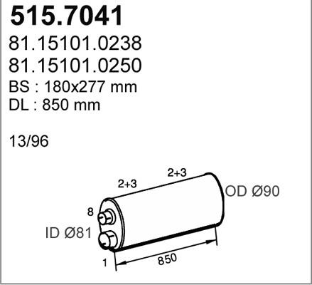 ASSO 515.7041 - Vidējais / Gala izpl. gāzu trokšņa slāpētājs www.autospares.lv