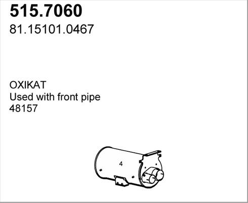 ASSO 515.7060 - Vidējais / Gala izpl. gāzu trokšņa slāpētājs www.autospares.lv