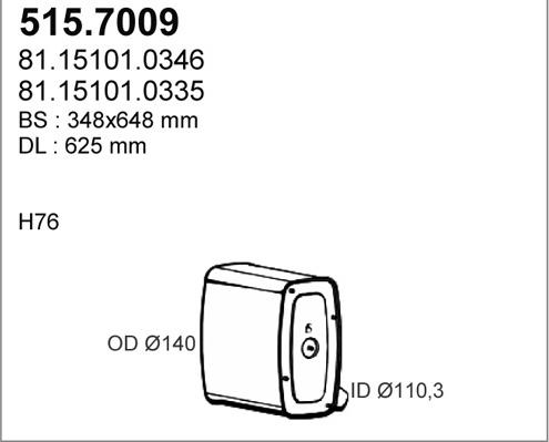 ASSO 515.7009 - Vidējais / Gala izpl. gāzu trokšņa slāpētājs www.autospares.lv