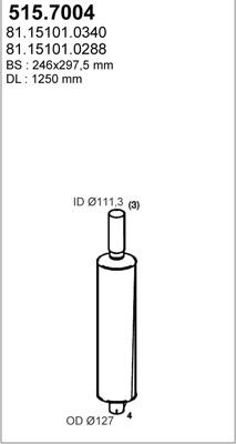 ASSO 515.7004 - Vidējais / Gala izpl. gāzu trokšņa slāpētājs www.autospares.lv
