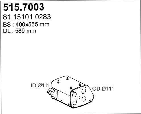 ASSO 515.7003 - Vidējais / Gala izpl. gāzu trokšņa slāpētājs www.autospares.lv