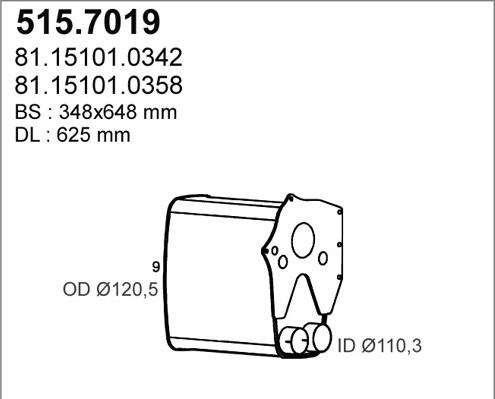 ASSO 515.7019 - Vidējais / Gala izpl. gāzu trokšņa slāpētājs www.autospares.lv