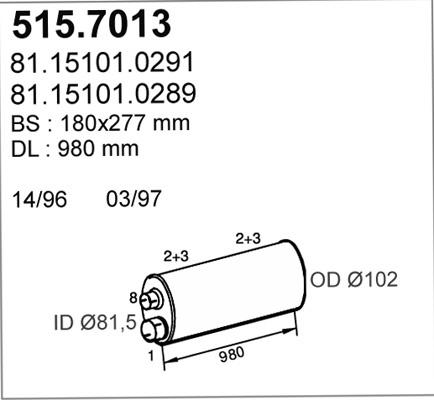 ASSO 515.7013 - Vidējais / Gala izpl. gāzu trokšņa slāpētājs www.autospares.lv