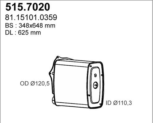 ASSO 515.7020 - Vidējais / Gala izpl. gāzu trokšņa slāpētājs www.autospares.lv