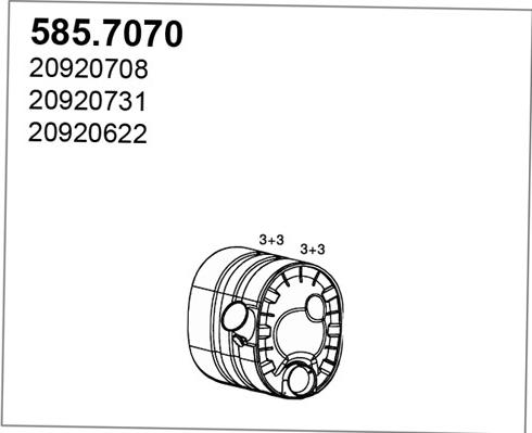 ASSO 585.7070 - Vidējais / Gala izpl. gāzu trokšņa slāpētājs www.autospares.lv