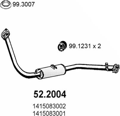 ASSO 52.2004 - Предглушитель выхлопных газов www.autospares.lv