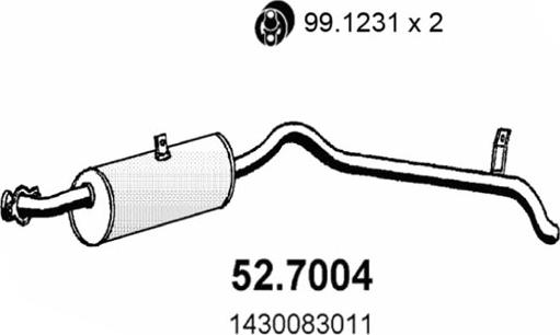 ASSO 52.7004 - Глушитель выхлопных газов, конечный www.autospares.lv