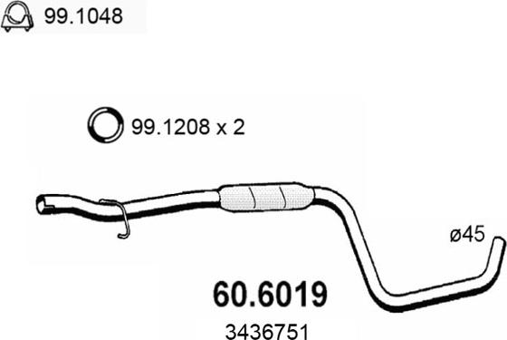 ASSO 60.6019 - Vidējais izpl. gāzu trokšņa slāpētājs www.autospares.lv