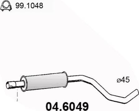 ASSO 04.6049 - Vidējais izpl. gāzu trokšņa slāpētājs www.autospares.lv