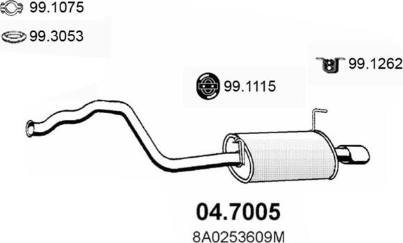 ASSO 04.7005 - Izplūdes gāzu trokšņa slāpētājs (pēdējais) www.autospares.lv