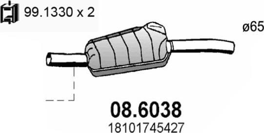 ASSO 08.6038 - Vidējais izpl. gāzu trokšņa slāpētājs www.autospares.lv