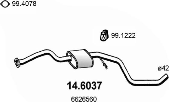 ASSO 14.6037 - Vidējais izpl. gāzu trokšņa slāpētājs www.autospares.lv