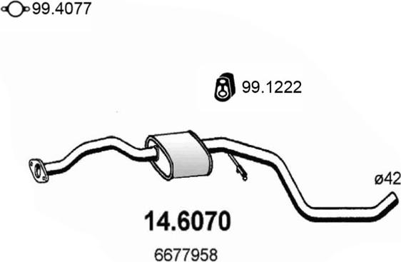 ASSO 14.6070 - Vidējais izpl. gāzu trokšņa slāpētājs www.autospares.lv