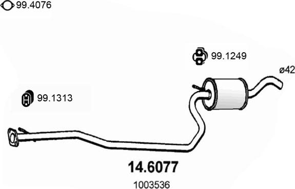 ASSO 14.6077 - Vidējais izpl. gāzu trokšņa slāpētājs www.autospares.lv