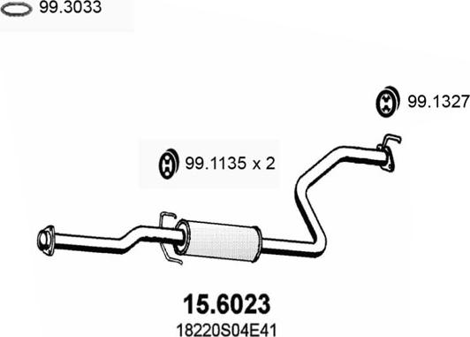 ASSO 15.6023 - Vidējais izpl. gāzu trokšņa slāpētājs www.autospares.lv