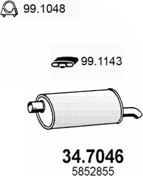 ASSO 34.7046 - Izplūdes gāzu trokšņa slāpētājs (pēdējais) www.autospares.lv