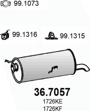 ASSO 36.7057 - Izplūdes gāzu trokšņa slāpētājs (pēdējais) autospares.lv