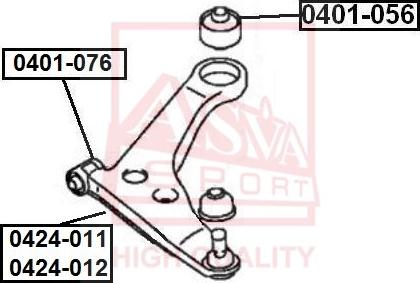 ASVA 0401-076 - Сайлентблок, рычаг подвески колеса www.autospares.lv