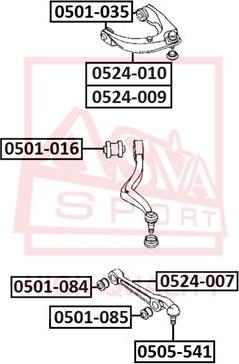 ASVA 0501-085 - Сайлентблок, рычаг подвески колеса www.autospares.lv