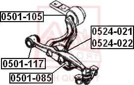 ASVA 0501-105 - Piekare, Šķērssvira www.autospares.lv