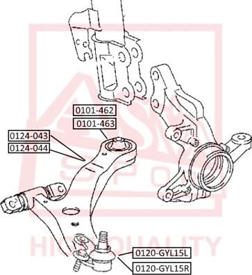 ASVA 0120-GYL15L - Balst / Virzošais šarnīrs www.autospares.lv