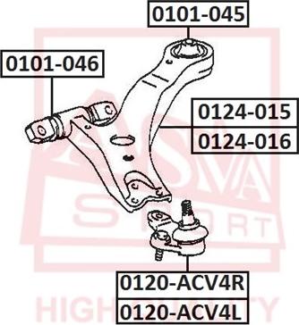 ASVA 0120-ACV4R - Balst / Virzošais šarnīrs www.autospares.lv