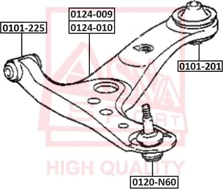 ASVA 0101-201 - Сайлентблок, рычаг подвески колеса www.autospares.lv