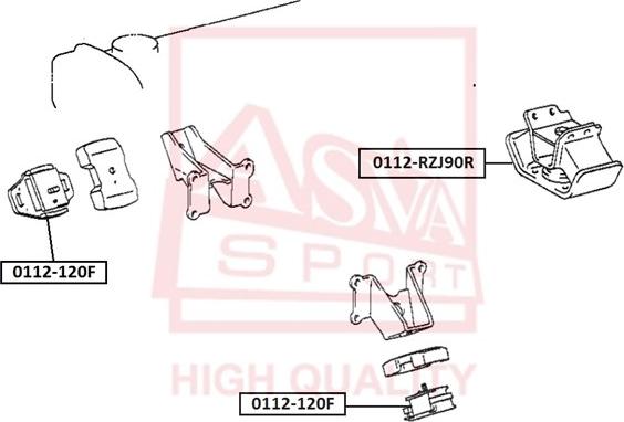 ASVA 0112-RZJ90R - Piekare, Dzinējs www.autospares.lv