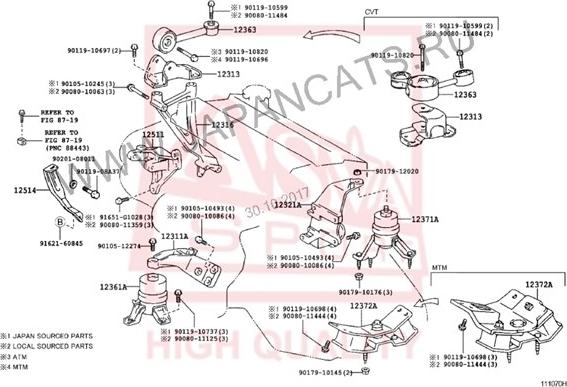 ASVA 0112-SXV20RMT - Piekare, Dzinējs www.autospares.lv