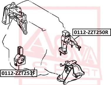 ASVA 0112-ZZT251F - Piekare, Dzinējs www.autospares.lv