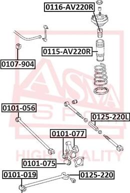 ASVA 0125-220L - Neatkarīgās balstiekārtas svira, Riteņa piekare www.autospares.lv