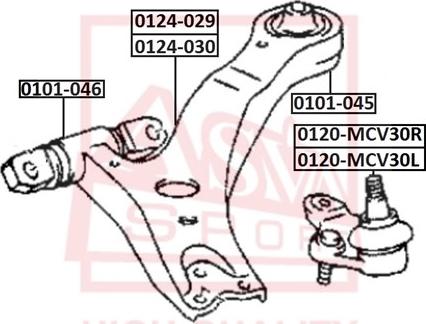 ASVA 0120-MCV30R - Balst / Virzošais šarnīrs www.autospares.lv