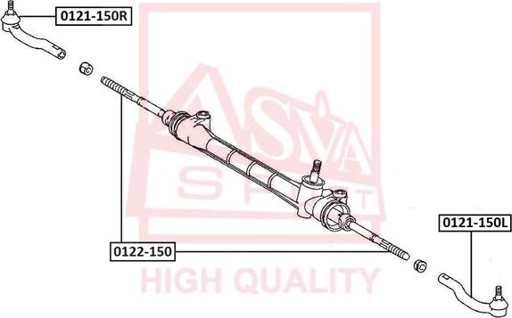 ASVA 0122-150 - Aksiālais šarnīrs, Stūres šķērsstiepnis www.autospares.lv