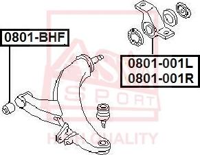 ASVA 0801-001L - Сайлентблок, рычаг подвески колеса www.autospares.lv