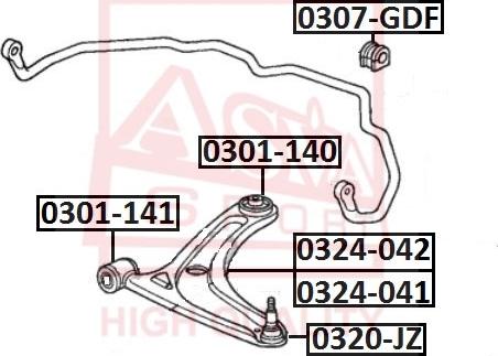 ASVA 0320-JZ - Balst / Virzošais šarnīrs www.autospares.lv