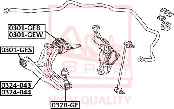 ASVA 0324-044 - Neatkarīgās balstiekārtas svira, Riteņa piekare www.autospares.lv