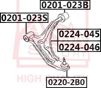 ASVA 0224-045 - Neatkarīgās balstiekārtas svira, Riteņa piekare www.autospares.lv