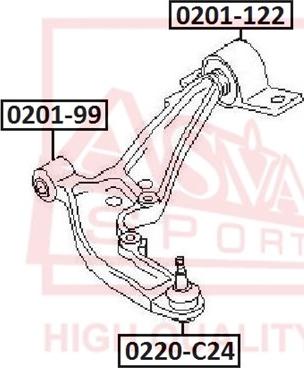 ASVA 0201-122 - Сайлентблок, рычаг подвески колеса www.autospares.lv