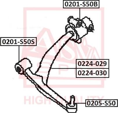 ASVA 0201-S50B - Piekare, Šķērssvira www.autospares.lv