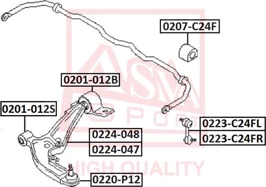 ASVA 0224-048 - Neatkarīgās balstiekārtas svira, Riteņa piekare www.autospares.lv