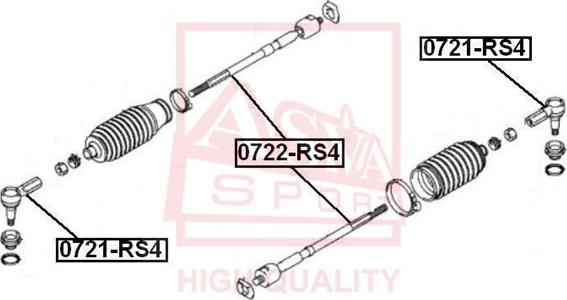 ASVA 0722-RS4 - Aksiālais šarnīrs, Stūres šķērsstiepnis www.autospares.lv